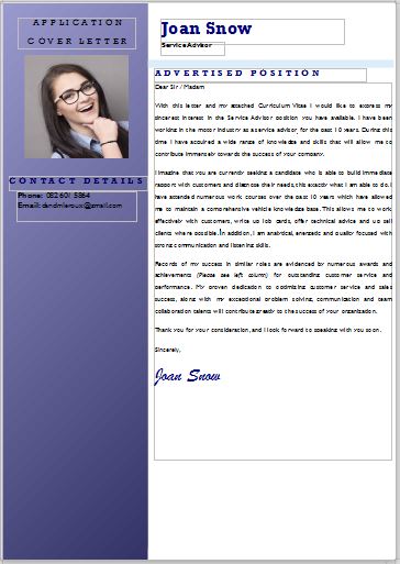 Cover letter template 1