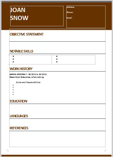 CV template to download free