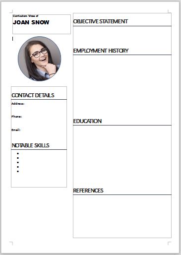 cv templates south africa