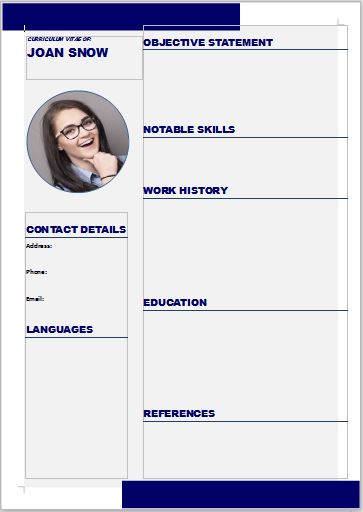 Free easy to download CV template, word format